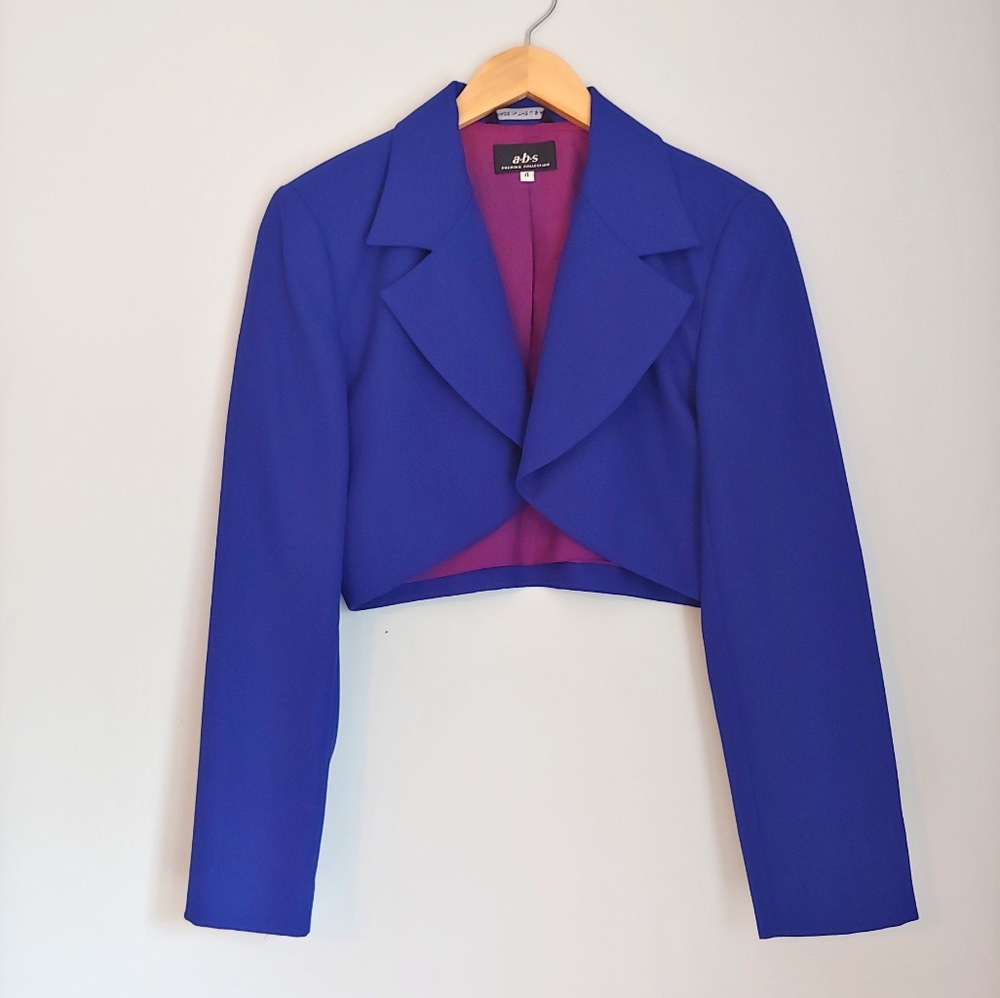 ABS Vintage Cropped Royal Blue Blazer Size 4